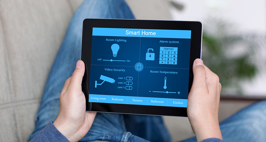 The ability to access and control security components from a mobile device is one of the top smart home trends in San Antonio. Close-up of smart home security app.